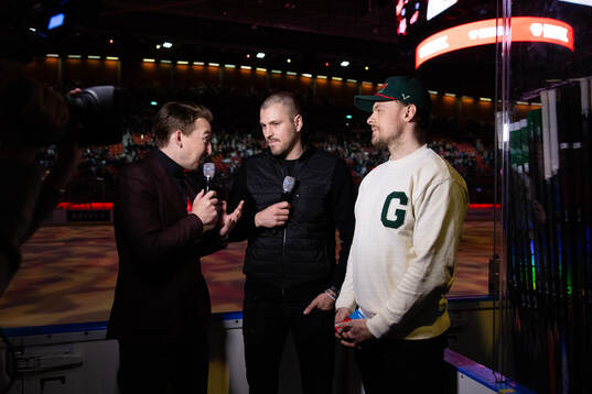 Tidigare Frölunda spelarna Sebastian Stålberg och  Mats