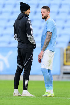 Landskronas tränare Robin Asterhed och Malmö FFs Pontus
