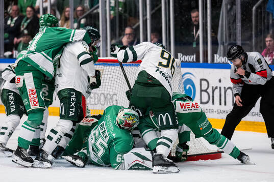 Rögles målvakt Christoffer Rifalk och Färjestads David