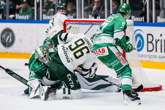 Rögles målvakt Christoffer Rifalk och Färjestads David