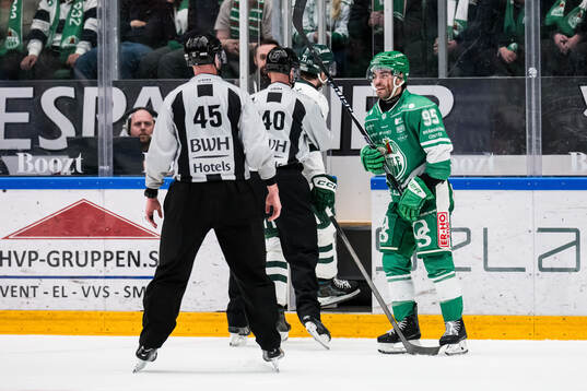 Färjestads Viktor Lodin och Rögles Mark Friedman