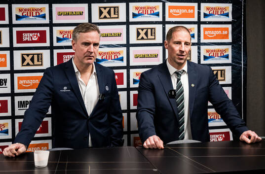 Rögles tränare Dan Tangnes och Färjestads tränare Cam