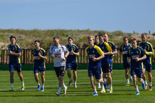 Assistant coach Sebastian Larsson, Lucas Bergvall and