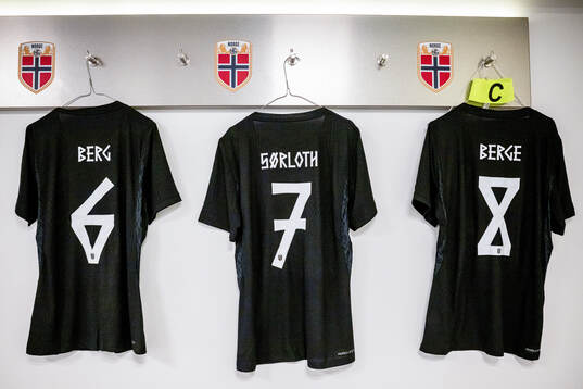 The kits of Patrick Berg, Alexander Sørloth and Sander