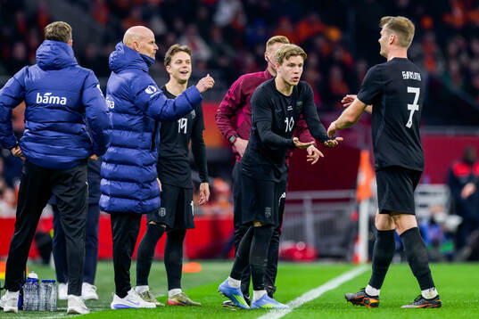 Jens Petter Hauge and Alexander Sørloth of Norway
