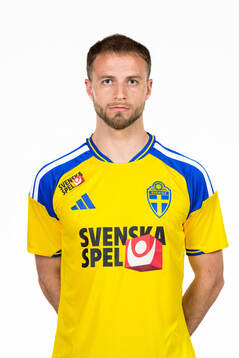 Gustav Lundgren of the Swedish national football team poses