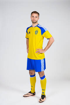 Gustav Lundgren of the Swedish national football team poses