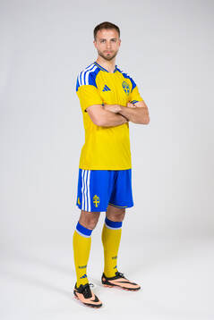 Gustav Lundgren of the Swedish national football team poses