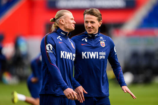 Erling Braut Haaland and Sander Berge of Norway