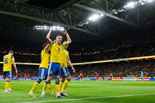Gustaf Lagerbielke of Sweden celebrates the 2-1 goal