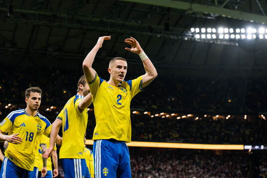 Gustaf Lagerbielke of Sweden celebrates the 2-1 goal