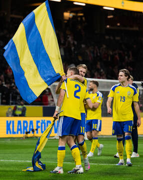 Gustaf Lagerbielke and Benjamin Nygren of Sweden celebrate
