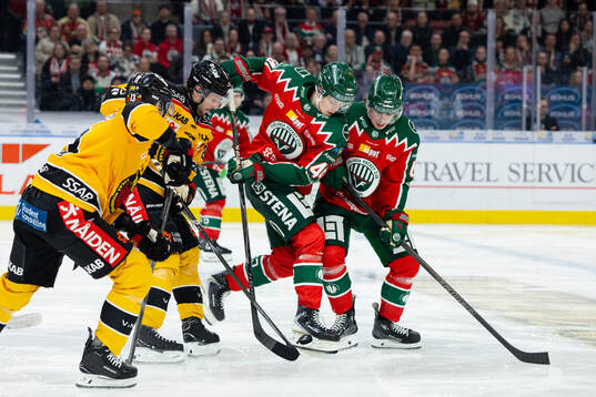 Luleås Mathias Bromé och Eetu Koivistoinen mot Frölundas