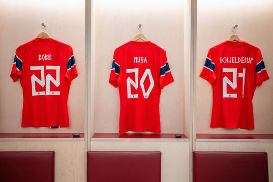 The kits of Oscar Bobb, Antonio Nusa and Andreas