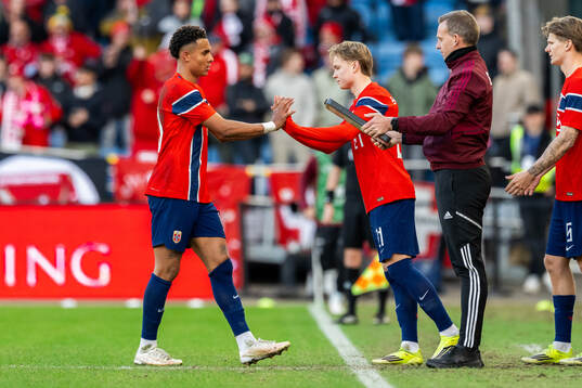 Antonio Nusa and Andreas Schjelderup of Norway