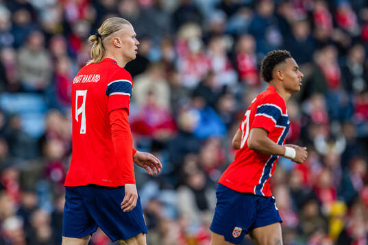 Erling Braut Haaland and Antonio Nusa of Norway