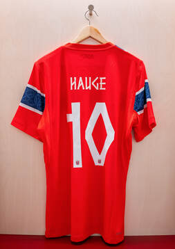 The kit of Jens Petter Hauge of Norway in the dressing room