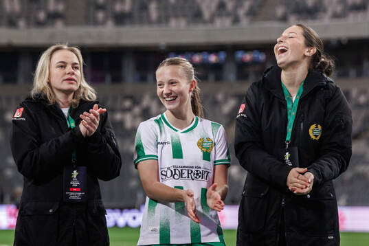 Mari Nyhagen, Fanny Peterson and Stella Maiquez of Hammarby