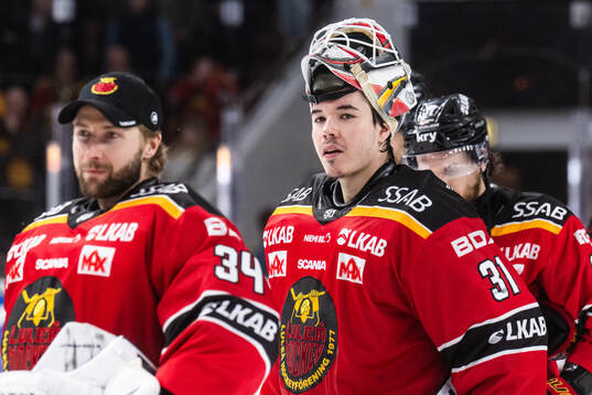 Luleås målvakt Joel Lassinantti och målvakt Matteus Ward