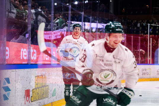 Färjestads Viktor Lodin och Luke Philp