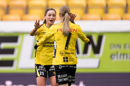 Elfsborgs Izabella Bergström och Hanna Jiozon jublar