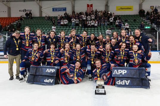 Växjös spelare jublar med pokalen