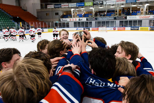 Växjös spelare firar segern med SM-Pokalen
