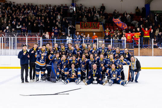 Växjös spelare och ledare jublar