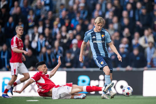Kalmars Achraf Dari och Djurgårdens Oskar Fallenius