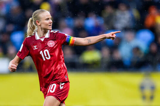 Pernille Harder of Denmark celebrates