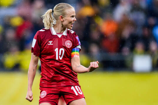 Pernille Harder of Denmark celebrates