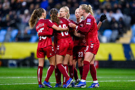 Pernille Harder of Denmark celebrates