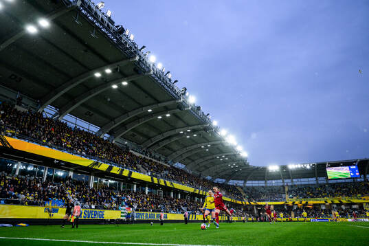 Stina Blackstenius of Sweden and Stine Sandbech of Denmark