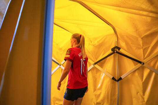 Mathilde Harviken of Norway at half-time