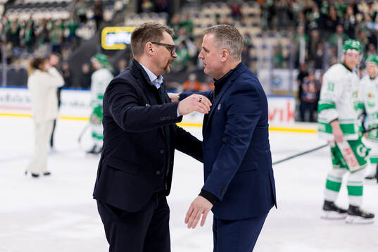 Växjös tränare Björn Hellkvist och Rögles tränare Dan