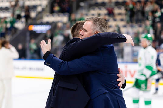 Växjös tränare Björn Hellkvist och Rögles tränare Dan