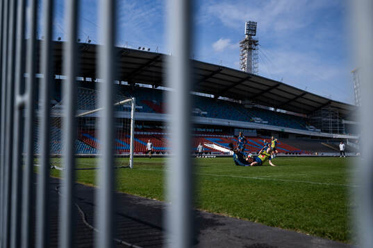 Goalkeeper Zecira Musovic and Beata Olsson of the Swedish