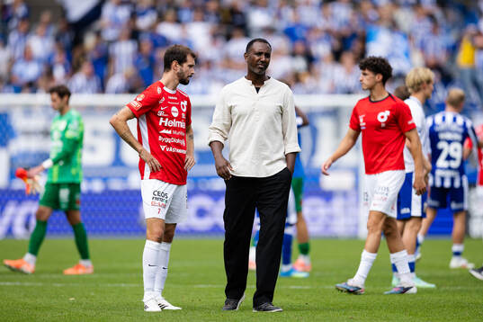 Degerfors Sebastian Ohlsson och huvudtränare Henok Goitom