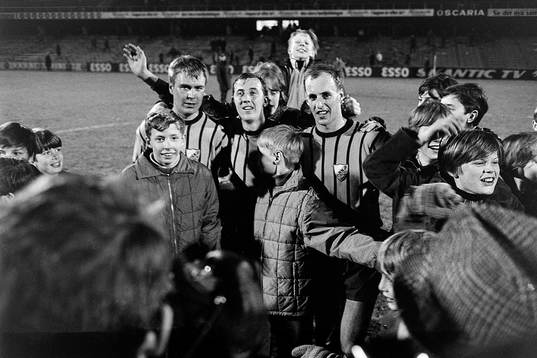  Peder Persson, Kay Wiestål och Sven Lindman, Djurgården jublar efter segern.