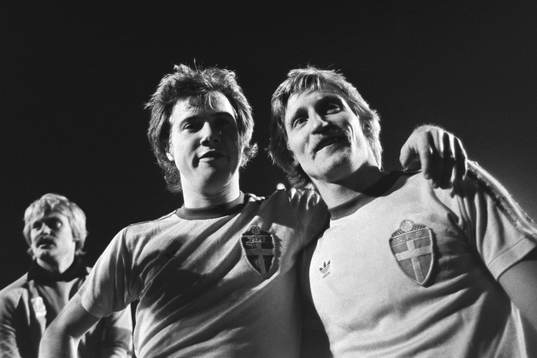  Sveriges målskyttar, Ingemar Erlandsson och Billy Ohlsson efter matchen.