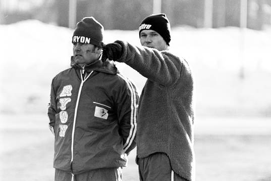 Rolf Sandberg, lagledare och Kent Karlsson, tränare i Brage