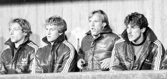 Jürgen Klinsmann and Dan Corneliusson of Stuttgart