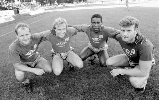  Chelseas Peter Nicholas, Kerry Dixon, Kenneth Monkou and Erland Johnsen.