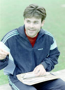 Arsenals Anders Limpar looks at fan mail.