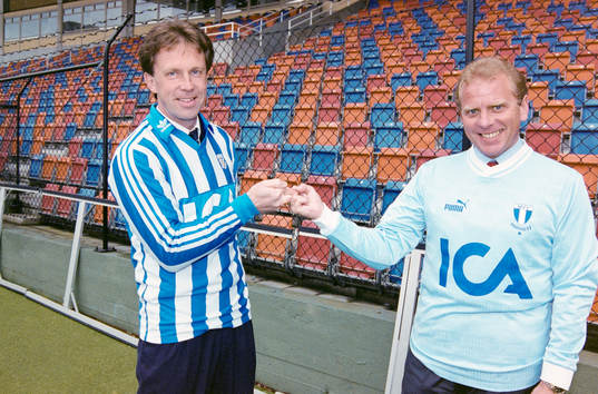  Roger Gustafsson, IFK Göteborg och Bob Houghton, Malmö FF.
