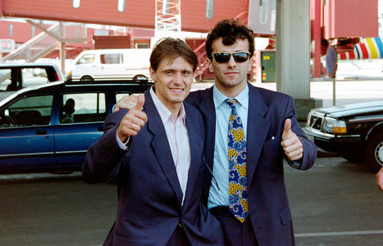  Dragan Stojkovic och Dejan Savićević på Arlanda.