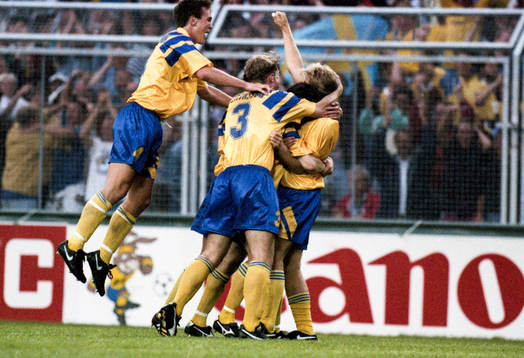  Sverige jublar efter 1-0.