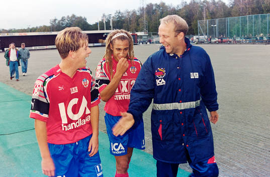   Jesper Ljung, Henrik Larsson, Mats Magnusson, Helsingborg efter matchen.
