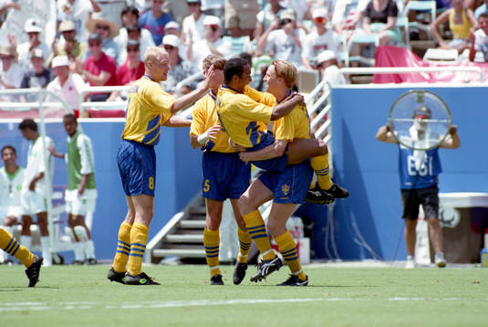  Jubel, Glädje, Klas Ingesson, Roger Ljung, Martin Dahlin, Kennet Andersson, Sverige.