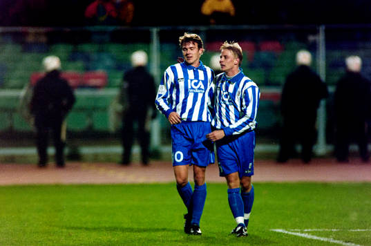  Magnus Erlingmark och Mikael Nilsson, Göteborg jublar efter mål.